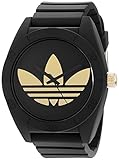 adidas Men's ADH2712 Santiago Gold Logo Watch with Black Silicone Band