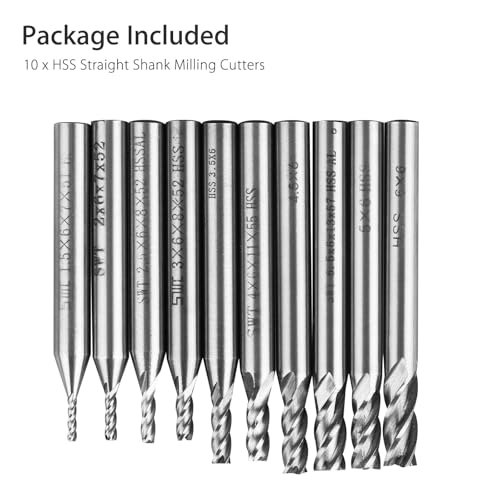 Linkstyle 10 Stück HSS Schaftfräser, 4 Flöte Hartmetall CNC Nutenfräser Metall Fräser Bohrer Set, 1.5-6mm Gerader Schaft Bohraufsätze Werkzeug Set für Holz Aluminium Stahl Titan Holz