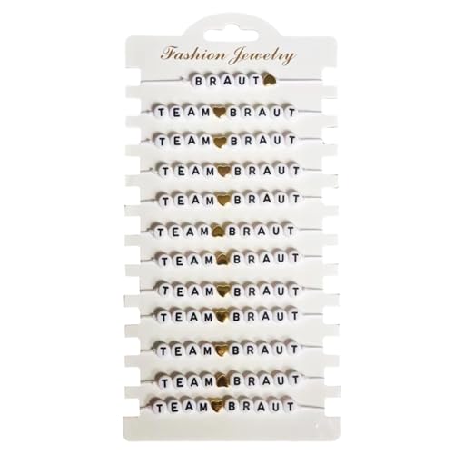 12 Stück Team Braut Armbänder Set - JGA Accessoires Frauen mit 'Team Braut' Gravur Elegante Armbänder Jga Frauen für Junggesellinnenabschied & Hochzeitsvorbereitung Für Frauen Braut Hochzeit
