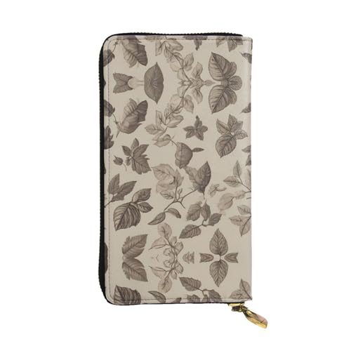 Portefeuille en cuir imprimé feuilles mortes de 19,1 x 10,4 cm avec porte-cartes de crédit.