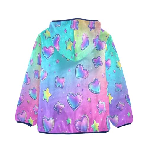 Heart Star Print Design Toddler Fleece Jacket Girl Boys Hooded Fleece Jacket Coat Warm Outwear Zip-up 3-10T2