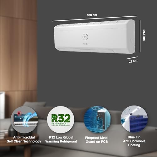 Image of Godrej 1.7 Ton 3 Star, 5 Years Comprehensive Warranty, 5-In-1 Convertible Cooling Inverter Split AC (Copper, Heavy duty cooling at 52 C, AC 1.7T EI 20IINV3R32-WYS, White)