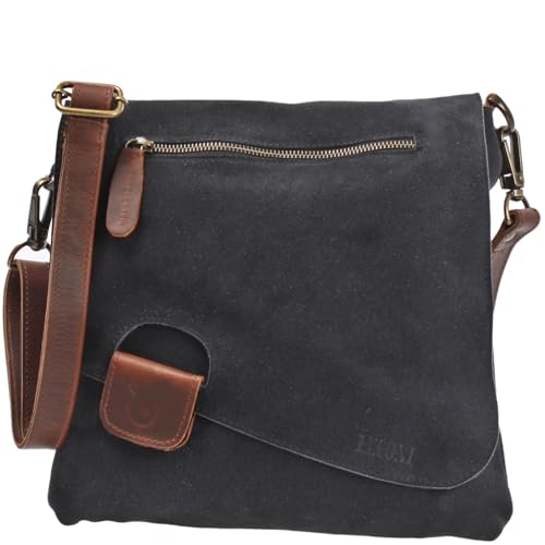 Sac d'épaule en daim véritable Leconi pour les loisirs et sorties