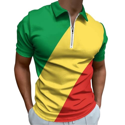 Polo Homme Manches Courtes Congo de Qualité | Col Zippé Confort Vert Golf