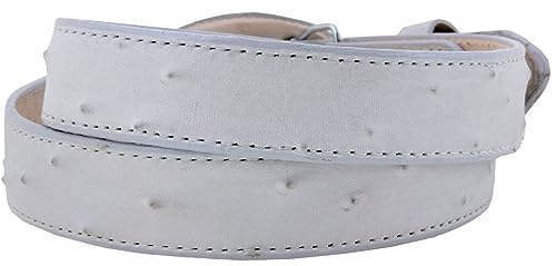 Mens White Ostrich Quill Print Leather Western Cowboy Belt Rodeo Buckle2