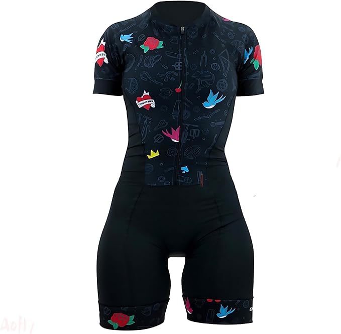 Combinaison de cyclisme manches courtes femme vêtement triathlon avec coussinet