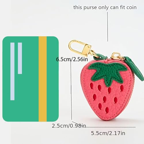 Strawberry Purse Charm Cute Mini Coin Purse Keychain,Mini Leather Cute Zipper Wallet Accessories for Coin Pouch Keychain Wallet Gifts for Girl4