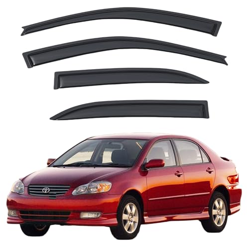 Rain Guards Compatible with 2003-2008 Toyota Corolla, Acrylic Slim Style Window Visor Rain Guard, Side Window Deﬂector for Toyota Corolla Accessories 4 Pieces, 2004 2005 2006 2007