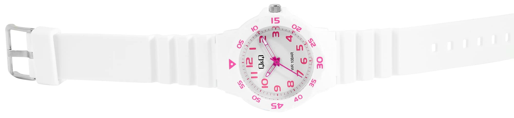 Q&Q V07A-003VY - Orologio da donna in silicone, 10 bar, analogico, al quarzo, colore: Bianco, bianco