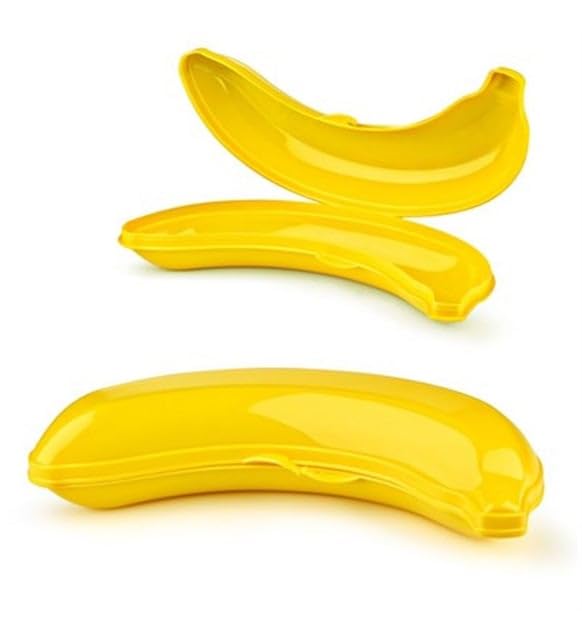 Reusable Banana Covers, Big Banana Cover Case,Banana Shape Lunch Box Case Cover Protector Container, Banana Saver,Banana Guard 23cm, Pack of 2, BPA Free