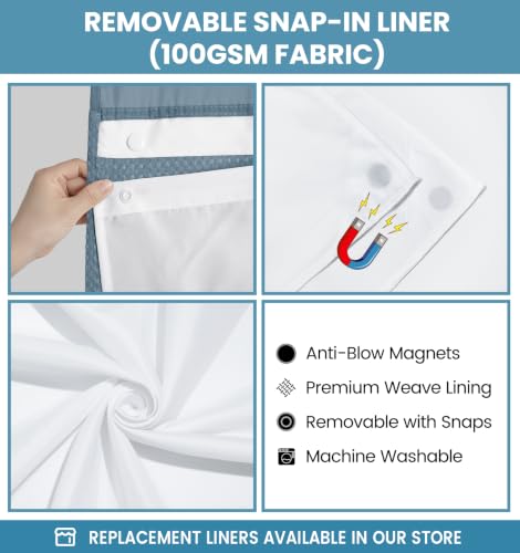 Ringless Waffle Shower Curtain with Snap in Liner Set, 71x74, Stone Blue by SORTTO - Used condition - Image 7