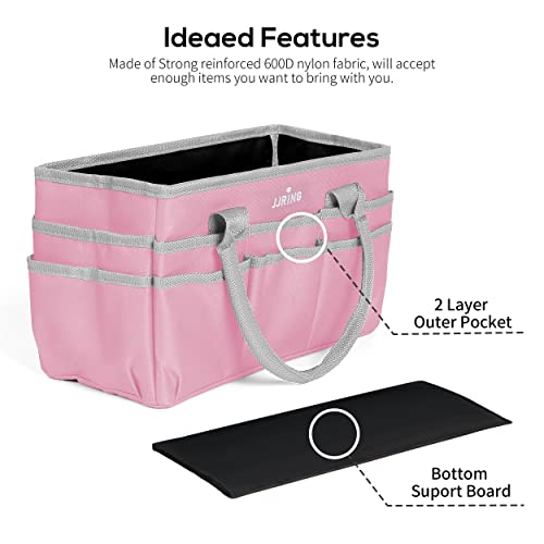 Image of JJRING Craft and Art Tote - 600D Pink Nylon Fabric Art Sewing Organizer Bag with Pockets - for Craft, Scrapbooking, Medical, and Office Supplies Storage