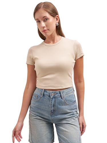 Image of Tokyo Talkies Women Pure Cotton Tops for Woman|Regular Fit Slim fit Crop Tops for Women Western|Top Tshirt for Women Stylish Western|Suitable for Casual and Workwear