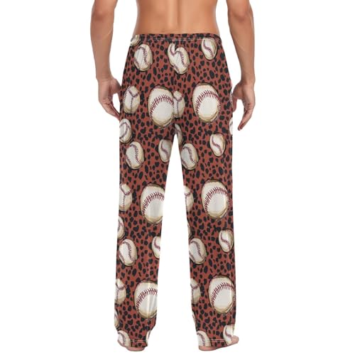 ALAZA Baseballs Leopard Spots Men’s Pajama Pants Soft Long Sleep Pants Lounge Pajama Bottoms with Pockets2