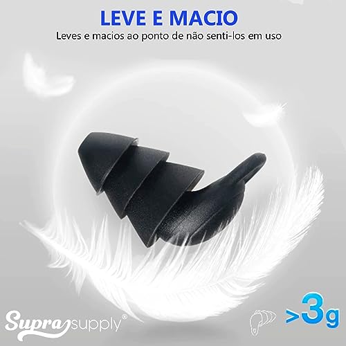 Tampão De Ouvido Abafador Ruídos Diminui Ronco Barulho Ideal para Natação Dormir Estudar (Preto)