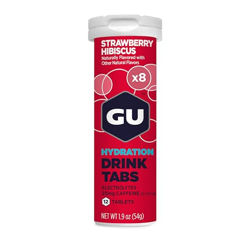 GU Energy Hydration Electrolyte Drink Tablets, Enhanced Endurance Sports Drink for Running, Cycling, Triathlon, Strawberry Hibiscus, 96 Servings