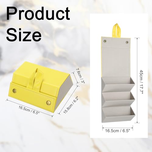 Grand étui de rangement en cuir pour lunettes de soleil avec finitions soignées jaune - 2