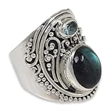 NOVICA Labradorite and Blue Topaz .925 Sterling Silver Handcrafted Ring 'Misty Starlight'