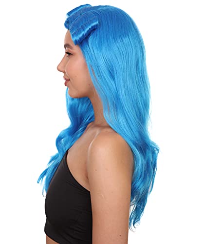 Wigs2you.com���f�B�[�X �����O�E�F�[�u�E�B�b�O �t���E�B�b�O �O�����[���t�� �����F �ϔM�t�@�C�o�[ �R�X�v���E�C�x���g�p �؂₩�X�^�C�� - �u���[(H-1714-BLU)