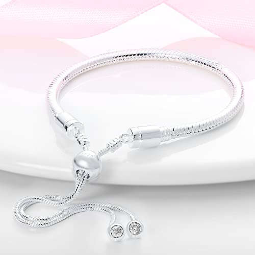 KUNSIR Slider Charm Cubic Zirconia Bracelet in 925 Sterling Silver, Mother's Day Bracelets…2