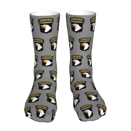 Army 101st Airborne Casual Calf Socks for Men's - Cotton Crew Socks Breathable Sock