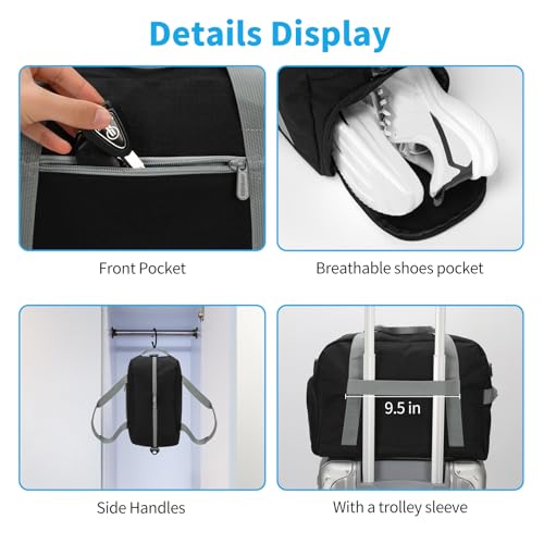 Image of Apenze Small Gym Bag 14 Inch Lightweight Carry on Mini Duffel Bag with Shoe Compartment for Travel Sport Black /Green