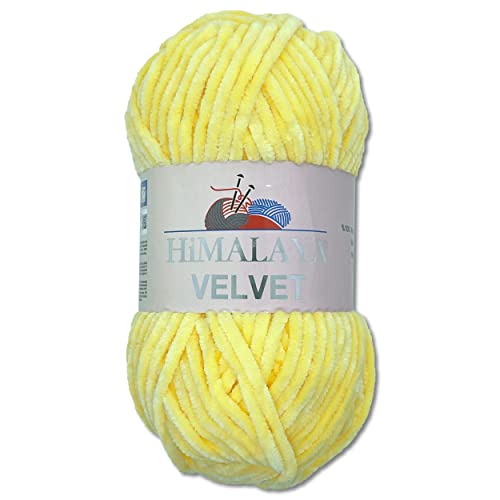 Wohnkult Himalaya 90002 - Laine Velvet Dolphin - 100 g - 40 couleurs au choix - Fil chenille à tricoter - Pelucheux et brillant - Pour accessoires, vêtements et couvertures - Soleil