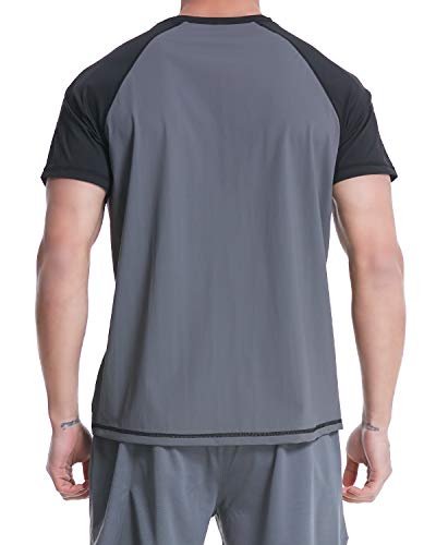 Vayager Men's Swim Shirts Rash Guard Upf 50+ Short Sleeve Quick Dry Loose Fit Water Surfing Shirt(Gray-Xl) #TOP1
