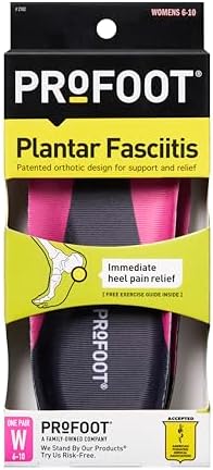 PROFOOT 22102FGENXX12 Plantar Fasciitis Orthotics for Women's, 6-10