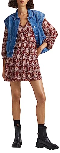 Pepe Jeans Para Mujer. PL953358 Vestido Galatea Granate (S), Casual, Viscosa, Manga Larga, Sostenible - 2