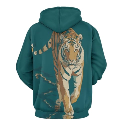 Sweat a capuche homme tigre pull col rond imprime numerique 3d - 4