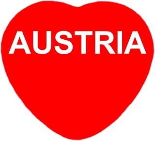 I Love Austria Button Unique and Rare Red Heart Shape Button for Austria The Heart Shape Stands Out and Makes a Great Austria Gift