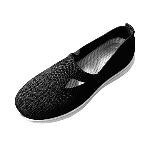 Genérico Zapatillas Negras Zapatos Mujer Comodos Zapatos Deportivos Casuales de Fondo de Malla de Punto Transpirable de Color sólido a la para Mujer Zapatillas Deporte Zapatillas MontañA (Black, 38)