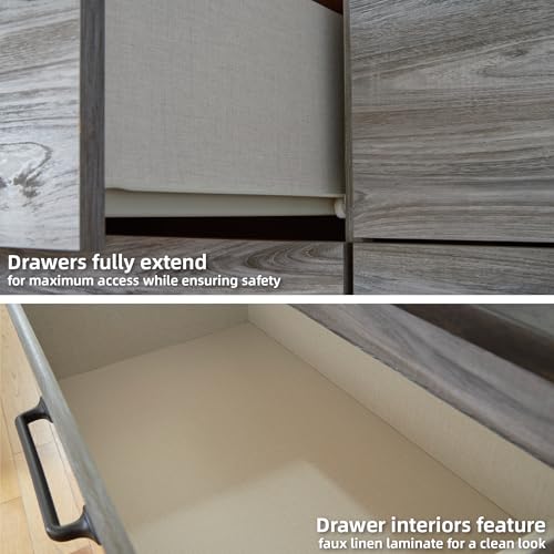 Signature Design by Ashley Bronyan Rustic 2 Drawer Nightstand, 2-Tone Look, Light Gray and Dark Gray, Large Scale Handles, Fully Finished Drawer Interiors, 24.72" Tall, Gray - image 4