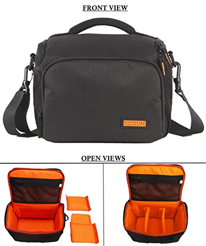 Image of Polyester WF-16 Camera Bag - DSLR Case with Adjustable Shoulder Strap & Rain Cover - for Nikon, Canon, Sony and All DSLR Cameras - Water Resistant - Anti Shock (Orange-Interior)