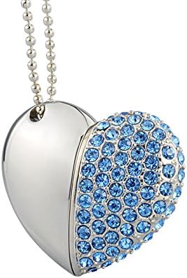 USB Flash Drive blue half diamond heart 32GB 2.0