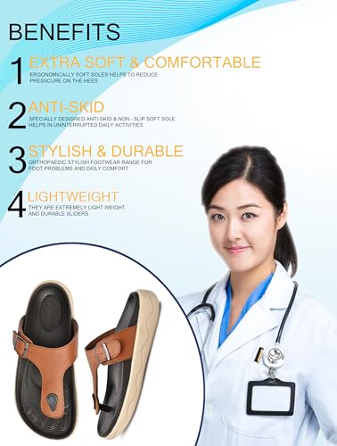Image of HEALTH FIT Extra Soft Premium Classic Cushion Sliders /with Adjustable Buckle Strap & Light Weight Anti-SkidWaterproof Luxurious Slippers for Men's HF121