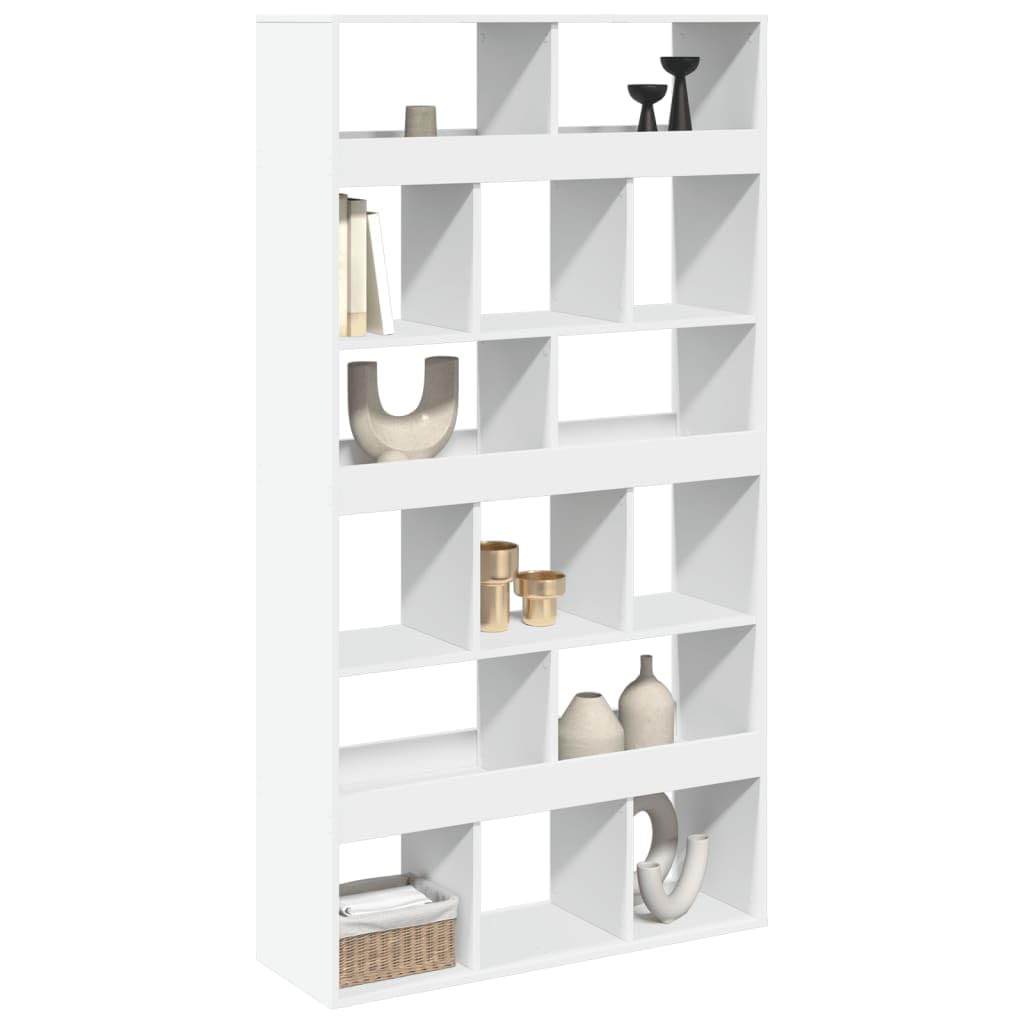 Divisorio Stanza Libreria a 15 Scomparti Bianco 100x33x187,5 cm | Scaffale autoportante multivano per organizzare libri e oggetti decorativi in soggiorno o studio moderno.