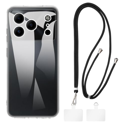 Doogee Note 56 Lite 4G�ƌ݊���������P�[�X���������[�h - �N���A+�u���b�N | 6.56" �ی�J�o�[�������o�b�N���t�����O���\�ȃl�b�N�X�g���b�v�A�p�b�`2���t���Z�b�g