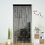Beaded String Curtains for Doorways Boho Bedroom Decor Hanging Door Wall Beads Closet Window Curtain Room Divider Privacy Decorative (Black, 39' W x 79' L)