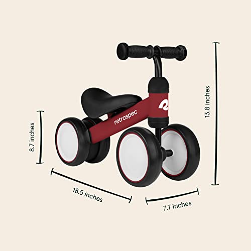 Image of Retrospec Cricket Baby Walker Balance Bike with 4 Wheels for Ages 12-24 Months - Toddler Bicycle Toy for 1 Year Old's - Ride On Toys for Boys & Girls