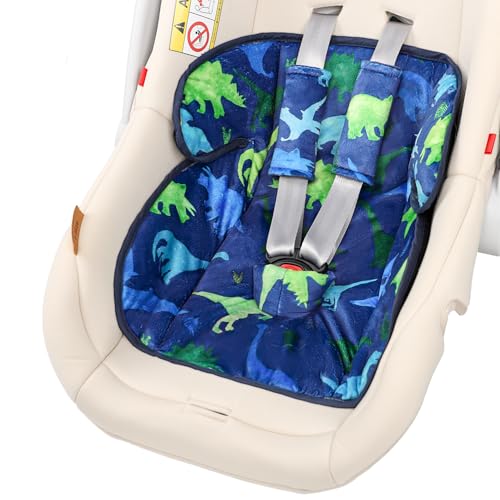 TANOFAR Infant Car Seat Protector for Potty Training with Strap Cover, Waterproof Car Seat Liner with Anti-Slip Backing for Potty Training Toilet, Baby Piddle Pad Fits for Carseat (Blue Dinosaur)