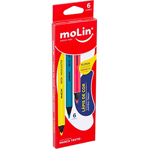 Lápis Marca Texto, Molin, 086471, 6 Cores Neon