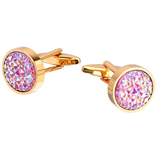 Esquirla Abotoaduras clássicas redondas de cristal para homens abotoaduras de caveira