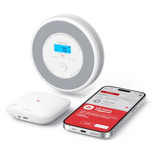 X-Sense WLAN-Rauch- und Kohlenmonoxidmelder, Sprachalarm und...