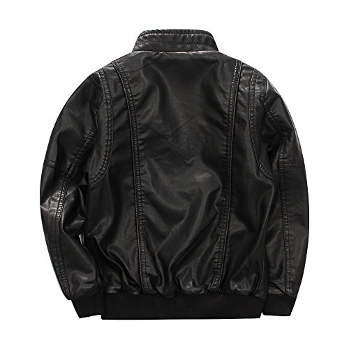 LJYH Boys'Classic Stand-Collar Faux Leather Moto Biker Jacket2