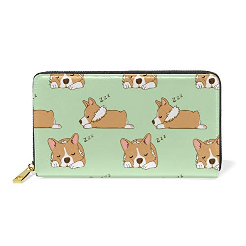 Portefeuille long cuir véritable zippé Corgi pour tout ranger sans effort