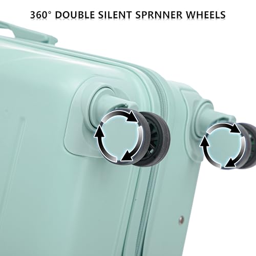 Image of Merax Luggage Sets 3 Piece, Hardshell Suitcase with Lock Double Spinner Wheels, Green, 20 /24 /28 Inch