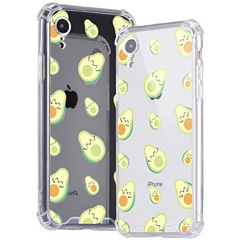 Idocolors For iPhone Xs/X Cases Clear Face Avocado Design, Shockproof Phone Case Slim Soft TPU with Bumper & Four Corner Air Cushion Protective, Cover Thin Anti-Scratch Kawaii Fruit Pattern Cover