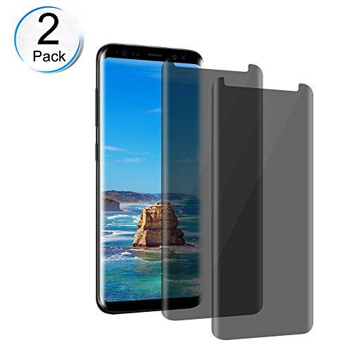 [2Pack]XKAUDIE Galaxy S8 Privacy Screen Protector 3D Curved Full Coverage Case Friendly Premium Tempered Glass Screen Protector For Samsung Galaxy S8(Transparent) Anti-Scratch 9H Bubble Free